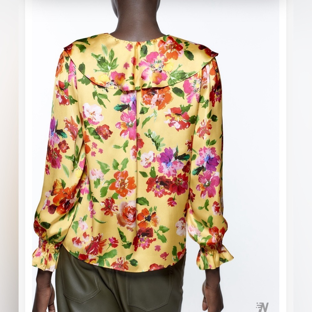 Zara Multicolored Ruffled Blouse with Sailor Collar - Picture 3 of 16